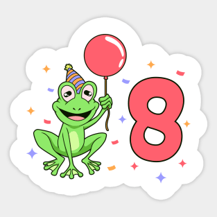 I am 8 with frog - kids birthday 8 years old Sticker